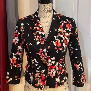 Forever 21 Floral Black Floral Cropped Blazer